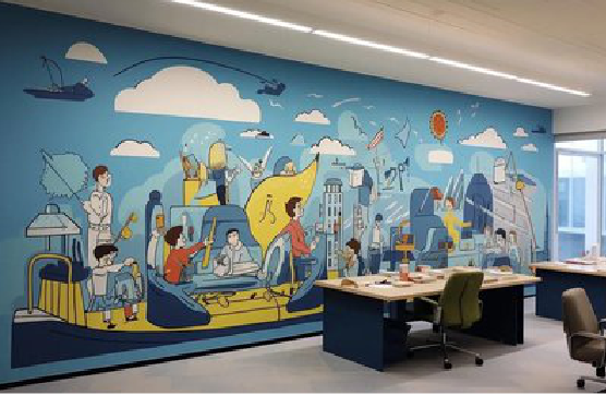 中江办公室墙绘的特点。