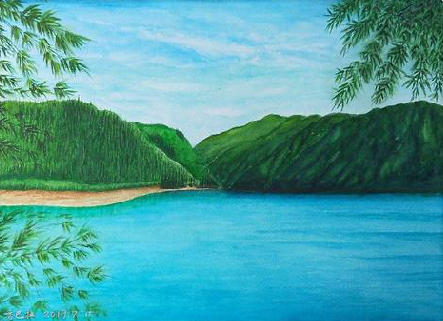 中江在墙绘中，如何绘画绿水青山？